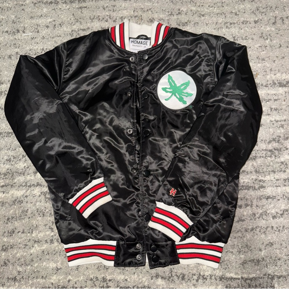 Homage Ohio State Satin Black Varsity Jacket